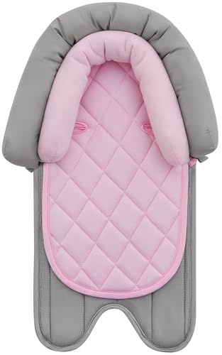 Image of Pro Goleem Car Seat Head Support Infant, Soft Infant Car Seat Insert, 2 in 1 Carseat Head Support for Toddler, Perfect for Car Seat, Stroller, Swing, Bouncer, Pink and Gray