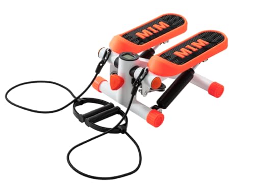 Pejevir 健康ステッパー 足踏み トレーニングバンド付き 踏み台の高さが調節可能 全身トレーニング 筋トレ 自宅で有酸素運動 室内 健康器具 コンパクト 男女兼用 運動用 ミニステッパー 自宅トレ フィットネス 日本語説明書付き（オレンジ＆ホワイト）