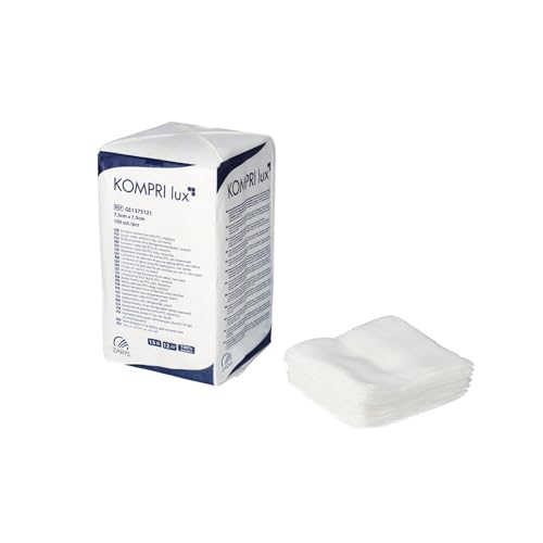 Compresas de gasa KOMPRI lux sin rayos X, no estériles, 13 capas, 12 capas, 7,5 cm x 7,5 cm, 100 piezas