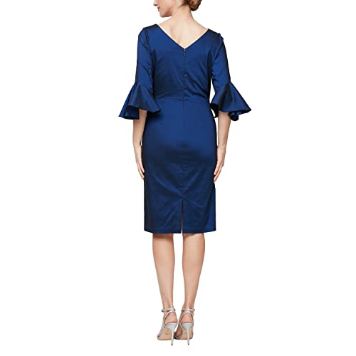 Image of Alex Evenings Women's Short Taffeta Portrait Collar Dress (Missy Petite Plus)