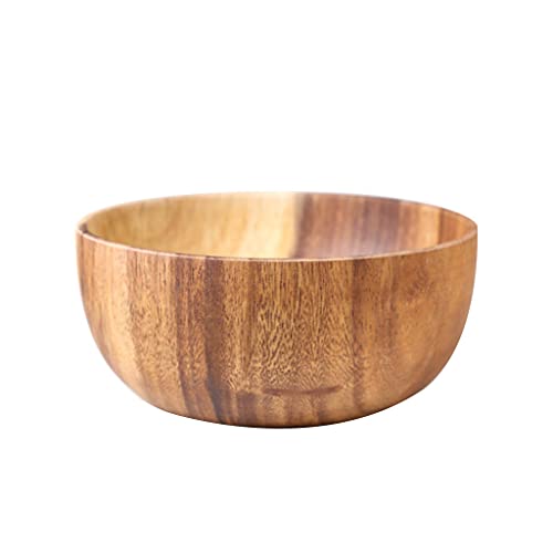 Cuenco de madera de acacia natural, cuenco de madera de grano de madera, plato de frutas, arroz, ramen, ensalada, vajilla de cocina, cuenco de madera de acacia natural