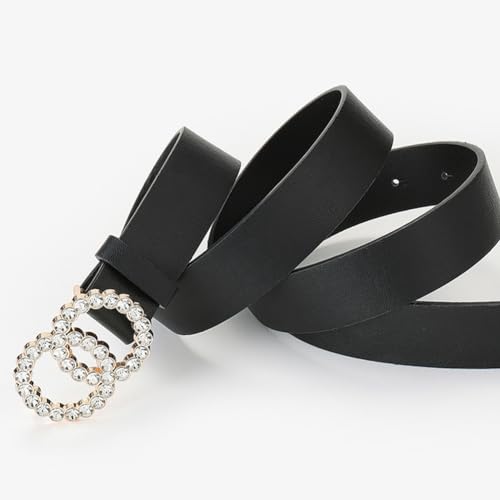 XYGJZ Rhinestone Buckle Belt for Women 3 Pack PU Leather Belts for Jeans and Dress4