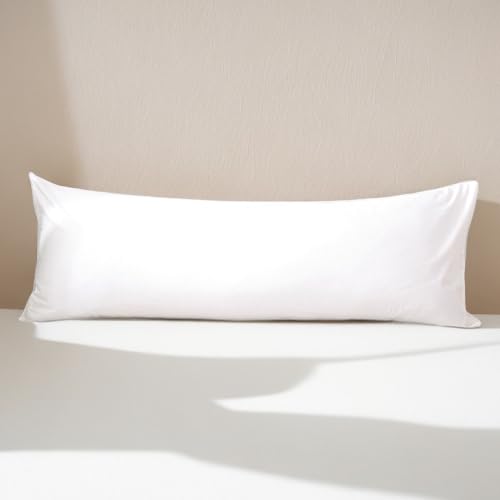 YANHOMY Body Pillow Cover Cotton Twill Long Pillow Case 20 x 54 inches with Hidden Zipper Closure Solid Soft Comfortable Removable Pillowcase (White)