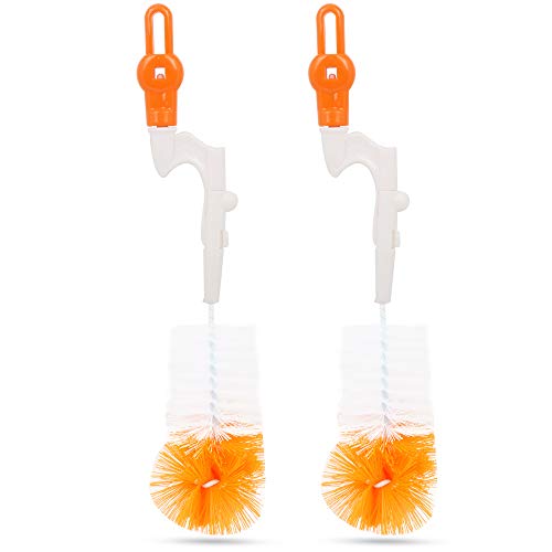Pokory Baby Bottle Cleansing Brush Orange Pack Of 2 Use For Milk Bottles |Daily Use For Cleaning Feeding Milk Bottle For New Bor