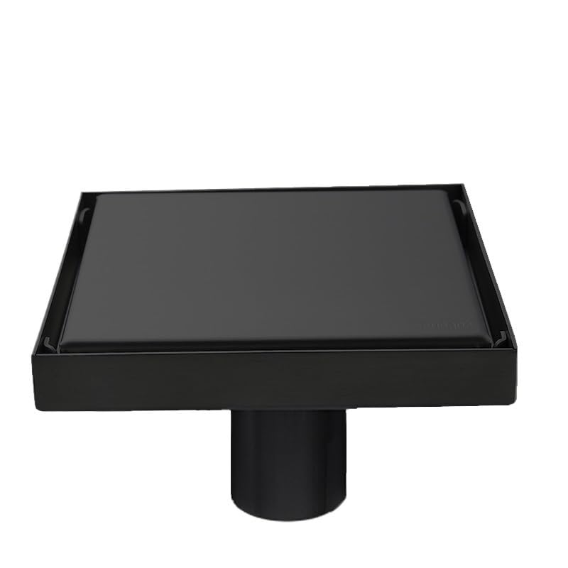 Siphon de sol invisible noir 10x10 cm pour évacuation de douche et salle de bain épurée