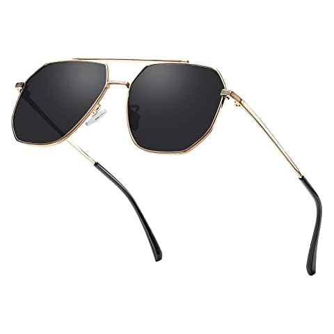 VORONOI Polarised Pilot Sunglasses Men and Women Ultra-light Sunglasses UV400 Protection Sports Sun glasses for Cycling Driving Travel Outdoor (Retro Gold) Cover