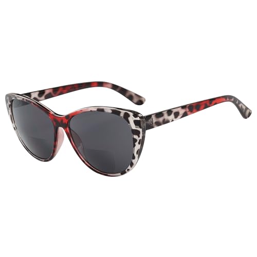 Image of Eyekepper Cat-Eye Style Womens Bifocal Sunglasses - Red /Tortoise +3.50