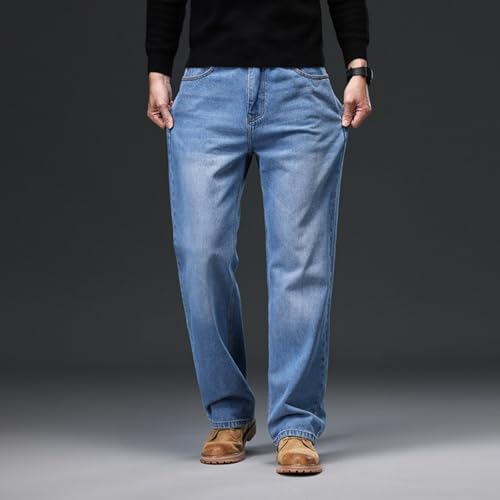 Jeans Pants Trouser Denim Large Size Trendy Street Fat Plus Blue Casual Commuter Straight for Men3