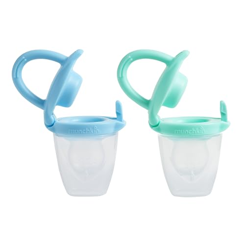 Munchkin Silicone Baby Food Feeder for Solids and Purees, Great for Self-Feeding and Baby Led Weaning, 2 Pack, Blue/Mint - image 7