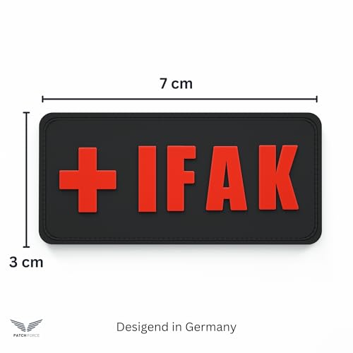 Patch Force - IFAK Rubber Patch für Bundeswehr, Polizei und Feuerwehr - Für taktische Rucksäcke, medizinische Taschen, Erste-Hilfe-Kits, First Aid Kit - 7 cm x 3cm