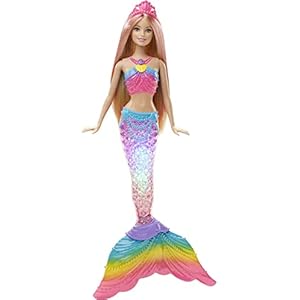 Barbie Dreamtopia, muñeca Sirena Luces de Arcoíris, regalo para niñas y niños 3-9 años (Mattel DHC40)