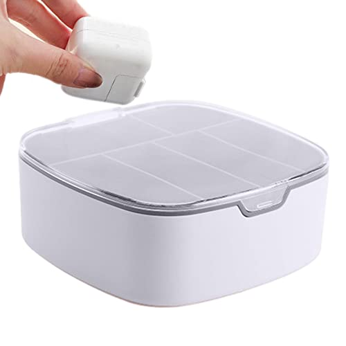 Hearthxy Boîte de Rangement pour câbles, Organisateur de Cordon d'alimentation avec 6 Compartiments, Étui d'accessoires électroniques pour tiroir de Bureau, Organisateur de Rangement de Cordon Cover