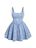 SOLY HUX Women's Plus Size Scoop Neck Denim Dress Sleeveless A Line Flowy Mini Jean Dresses Plain Light Blue 3X-Large Plus