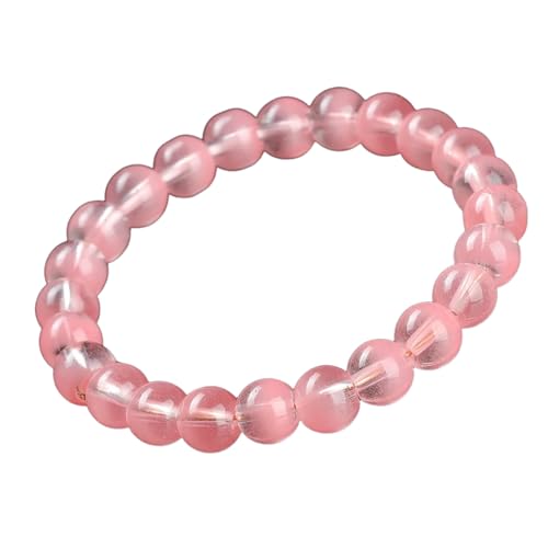 Bracelet perles œil de chat blanc 8mm et cristal Reiki bohème élastique pour femme