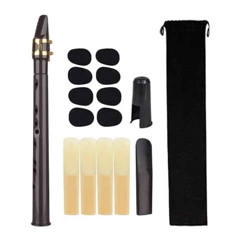 Tachiuwa Pocket Saxophone Kits with Mouthpiece, Reeds, Carrying Bag, Mini Sax Portable Woodwind Instrument for Instrument Players, Coffee Cover