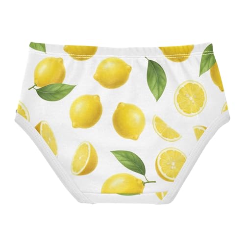 Yellow Lemons Green Leaves White Toddlers Underwear Floral 2t Cotton Girl Panties Cute Bright Undies Kids Briefs2