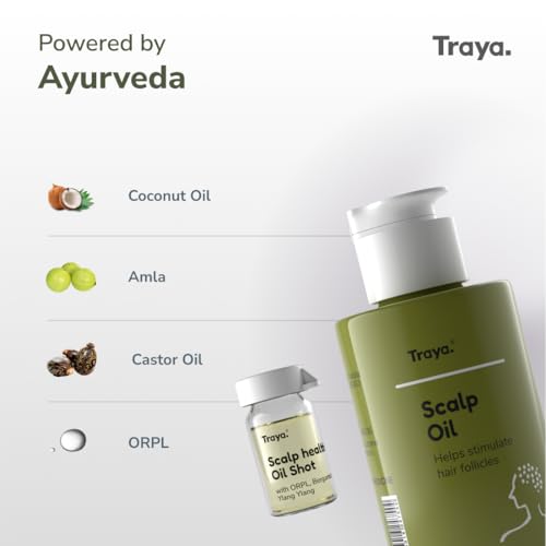 Image of Traya Scalp Oil with Coconut Oil, Bhringraj Oil for Hair Growth, Bergamot Essential Oils, ORPL, and Ylang Ylang (87ml)