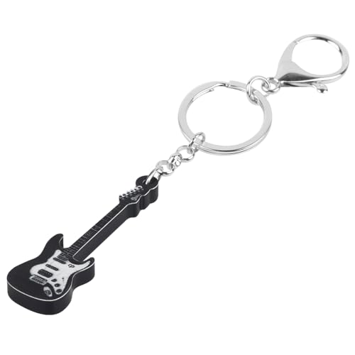 WEVENI Acrylic Music Bass Electric Guitar Keychains for Women Girls Instrument Jewelry Gifts Accessories Purse Wallet Charms (Black Bass Guitar B)3