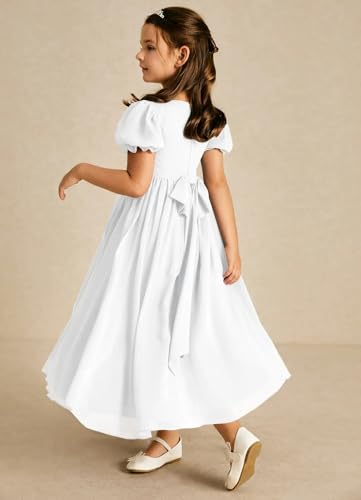 Long Chiffon Junior Bridesmaid Dresses for Wedding with Sleeve Formal Flower Girl Dress for Teens2