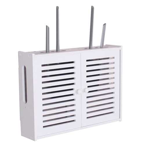 NSTVVEE Caja de Almacenamiento para enrutador, Caja de Almacenamiento para enrutador de Pared, decodificador de Red, TV, Caja de oclusión de enchufes de la Fila Inferior, Estante para enru