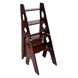 Multifonction pour une utilisation quotidienne : le tabouret pliant en bois se transforme en quelques secondes d'un siège en une échelle à 4 marches de 87 cm de hauteur. Parfait pour les travaux ménagers, comme support de plantes ou comme tabouret pratique.