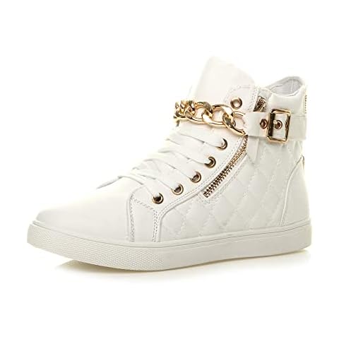 AJVANI Gold Chain Quilted Hi-Top Pumps Cover