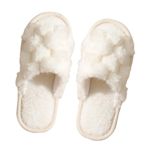 Fuzzy Open Toe Slippers for Women, Cozy Fleece Lined House Shoes with Thick Non-Slip Sole,Winter Home Fuzzy Slipper - Main Image