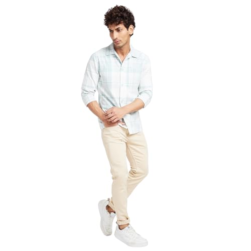 Image of Being Human Grey Slim Straight Fit Regular Collar Long Sleeves Men's Shirt Clothing