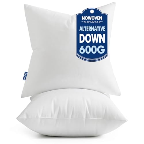 MIULEE Set of 2 Throw Pillow Inserts 20x20 Inches, 100% Virgin Filling Nowoven Pillow Inserts for Couch Sofa Living Room
