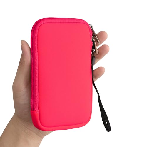 Image of kwmobile Carrying Case Compatible with Nintendo 3DS XL - Neoprene Console Pouch with Zipper - Neon Pink