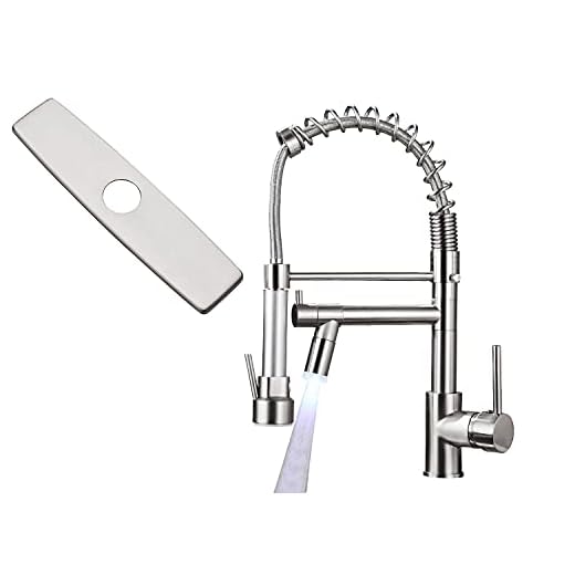 AIMADI Commercial Kitchen Faucet,Single Handle Single Hole Stainless Steel Kitchen Faucet with LED