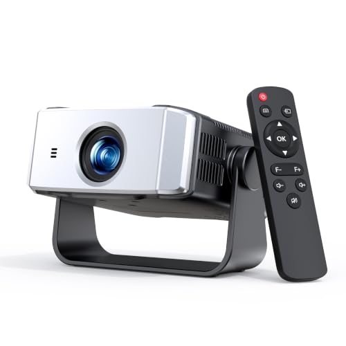 Image of Home Projector 1080P, Mini Movie Projector with WiFi Bluetooth, Auto Keystone, Remote, Focus HDMI USB Compatible with iOS/Android Phone, Laptop, TV Stick, PS5, Home Theater (Black-Silver)