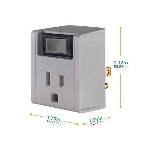 Philips Grounded Outlet Extender, On/Off Power Switch With Integrated Circuit Breaker, 3 Prong, Easy To Install, For Indoor Lights And Small Appliances, Space Saving Design, 1 Pack, Gray, Spp1129Gr/37 #TOP3