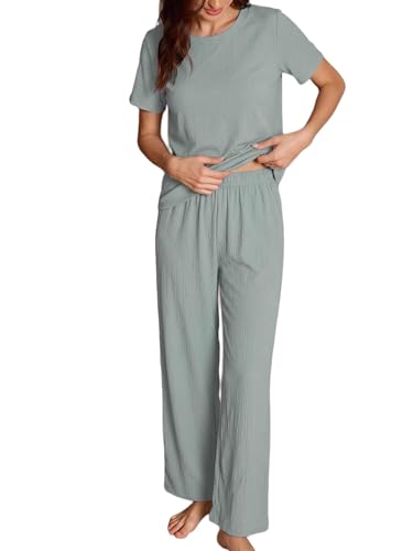 Korean Style Night Suit for Women | Full Pyjama Set | Round Neck Half Sleeve | Everyday Soft & Comfortable Nightwear, Loungewear, Sleepwear for Womens