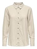 JDY Camisa Suelta de Lino Say L/S WVN Noos para Mujer, Avena/Detalle: Melange., XL