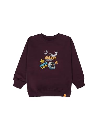 Image of KiddoPanti Boys Solid Round Neck Full Sleeve Fleece Sweatshirt | 60% Cotton 40% Polyester | Soft Warm Winter Pullover | Ribbed Cuffs & Hem | Casual Winter Sweatshirt for Kids