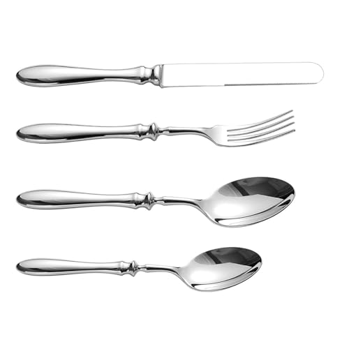 Juego de cubiertos | Juego de vajilla de cocina | Cortador de carne, tenedor y cucharas, cubiertos de acero inoxidable para exteriores, boda, almuerzo, postre, picnic