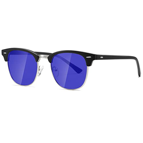 Image of AEVOGUE Polarized Semi Rimless Sunglasses for Men Women, Retro UV400 Sun Glasses for Driving Outdoor