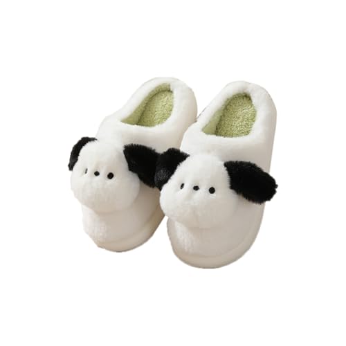 Fuzzy Fluffy Cute Cartoon Puppy Cotton Slippers Comfy Autumn Winter Slippers, Cute Fuzzy Plush Winter Indoor Outdoor