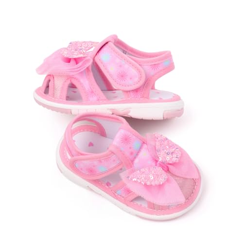 Infant Baby Girls Squeaky Sandals Premium Rubber Sole Bowknot Closed-Toe Non-Slip Shoes Toddler Soft First Walkers Shoes4