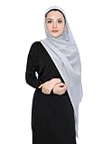 PeacePray Extra Large Shimmer Sparkle Viscose Hijab for Women, Fancy Lightweight Muslim Head Scarf for Wedding Party, Silver