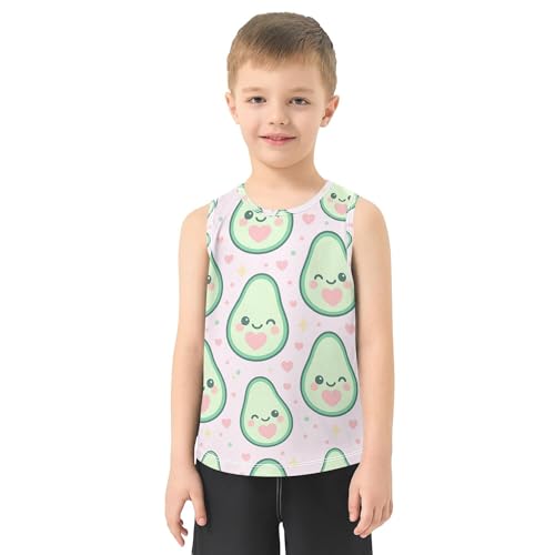 Cute Avocado Pink Tank Top for Boys Sleeveless Kids Vest Teen Clothing for Running Golf Hiking 3T2