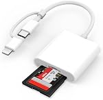 SD Card Reader for iPhone/iPad, Digital Camera Adapter with MicroSD/SD Dual Slot, Memory Card Reader for iPhone 16/15/14/13 Pro Max, Plug and Play