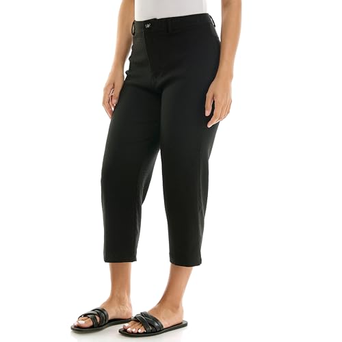 Zac & Rachel Women's Fly Front Capri Length Pant with Techdured Dot Millenium Fabric3