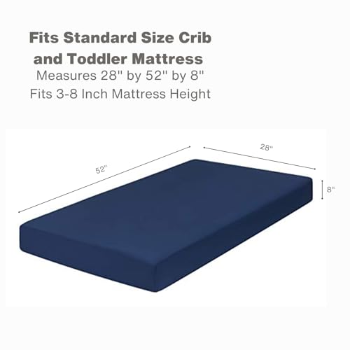 Image of Everyday Kids Fitted Crib Sheet, 100% Soft Breathable Microfiber Baby Sheet, Fits Standard Size Crib Mattress 28in x 52in, Navy Nursery Sheet
