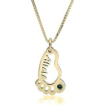 oNecklace - Baby Feet Necklace With Birthstone