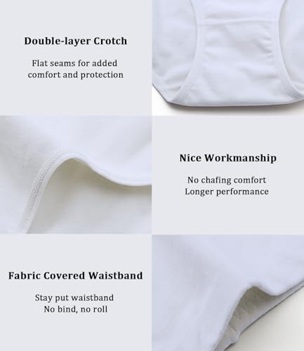 Image of wirarpa 5 Pack Women's Cotton High Waist Underwear Full Coverage Underpants Post Partum Briefs Panties Plus Size White, Size 12