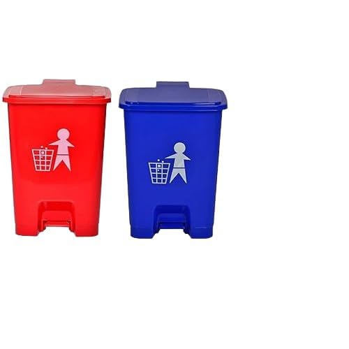 Image of Bio-Medical Waste Pedal Dustbin Set, 10 L, Blue, Yellow, Red (2, Red, Yellow)