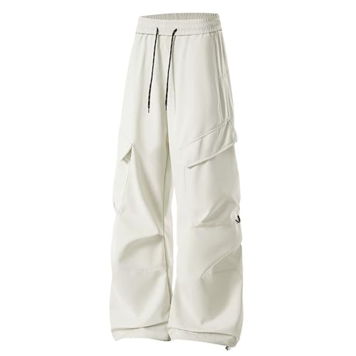 Mens Baggy Cargo Pants Casual Elastic Waist Parachute Pants Loose Fit Unisex Street Y2K Trousers2