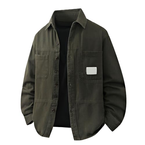Veste en jean col revers ample pour homme style vintage uni casual